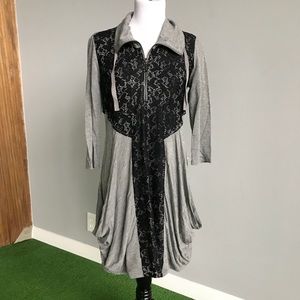 Philosophy Grey and Black Pocket Dress